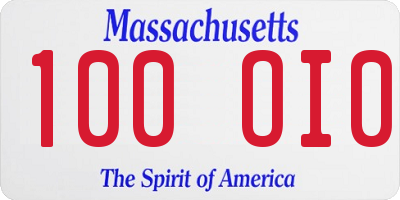 MA license plate 100OI0