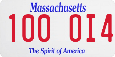 MA license plate 100OI4