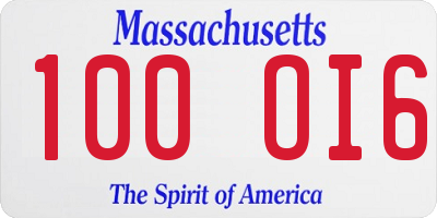 MA license plate 100OI6