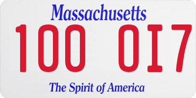 MA license plate 100OI7
