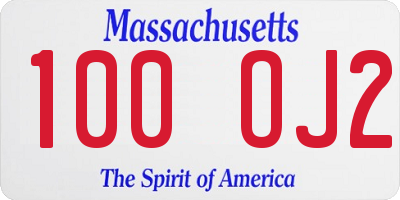 MA license plate 100OJ2