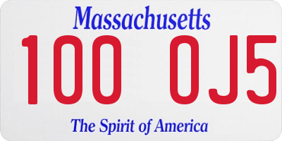 MA license plate 100OJ5