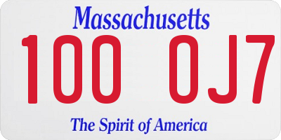 MA license plate 100OJ7