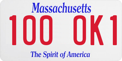 MA license plate 100OK1