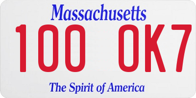 MA license plate 100OK7