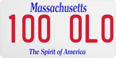 MA license plate 100OL0