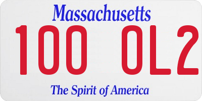 MA license plate 100OL2