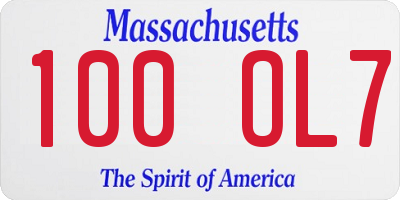 MA license plate 100OL7