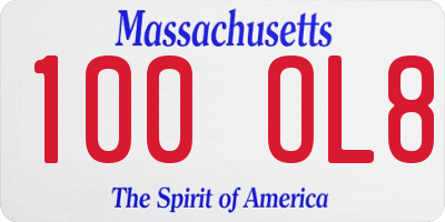 MA license plate 100OL8