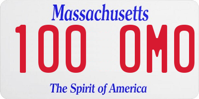 MA license plate 100OM0