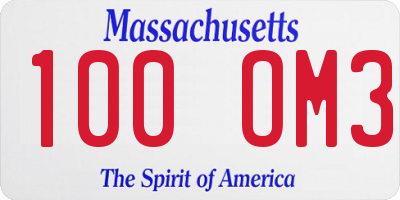 MA license plate 100OM3