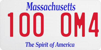 MA license plate 100OM4