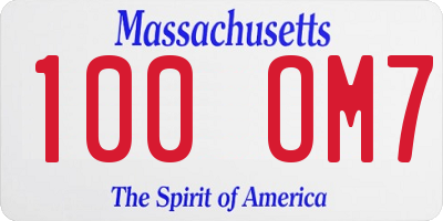 MA license plate 100OM7