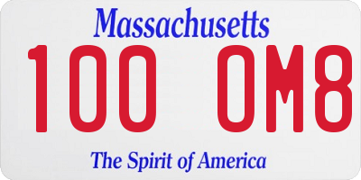 MA license plate 100OM8