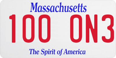 MA license plate 100ON3