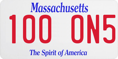 MA license plate 100ON5