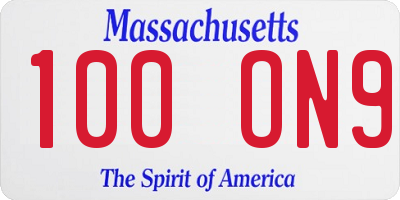 MA license plate 100ON9