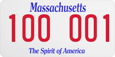 MA license plate 100OO1