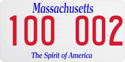 MA license plate 100OO2