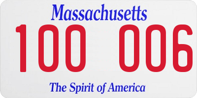 MA license plate 100OO6