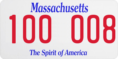 MA license plate 100OO8