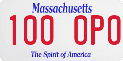 MA license plate 100OP0