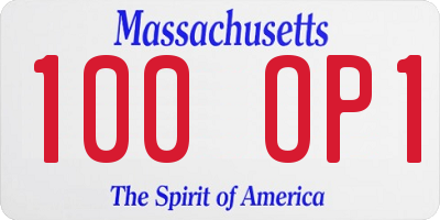 MA license plate 100OP1