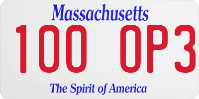 MA license plate 100OP3