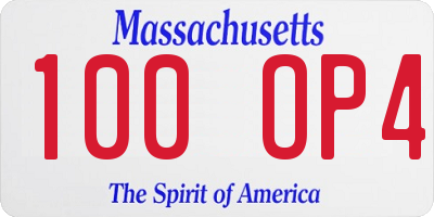 MA license plate 100OP4