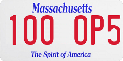 MA license plate 100OP5