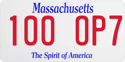 MA license plate 100OP7