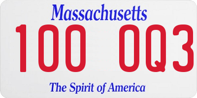 MA license plate 100OQ3