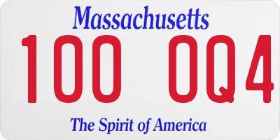 MA license plate 100OQ4