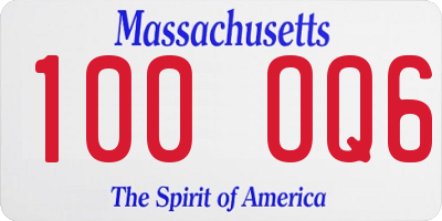 MA license plate 100OQ6