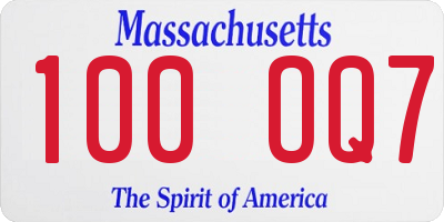 MA license plate 100OQ7