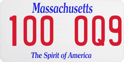 MA license plate 100OQ9
