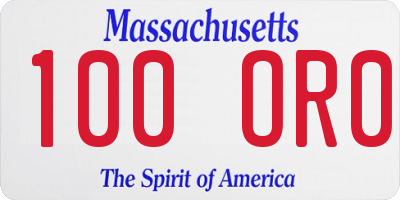 MA license plate 100OR0