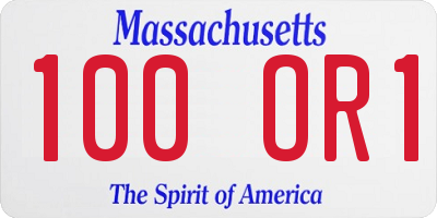 MA license plate 100OR1