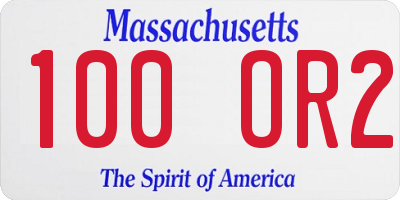 MA license plate 100OR2