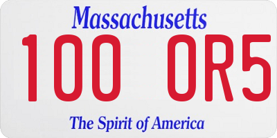 MA license plate 100OR5