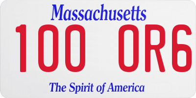 MA license plate 100OR6