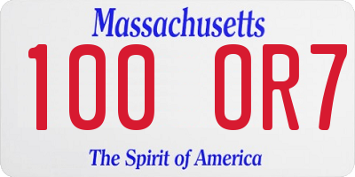 MA license plate 100OR7