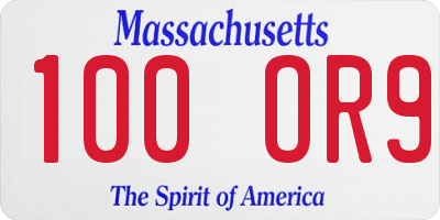 MA license plate 100OR9