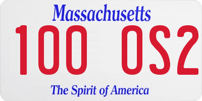 MA license plate 100OS2