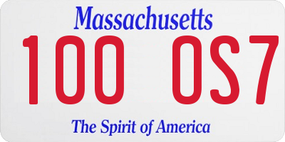 MA license plate 100OS7