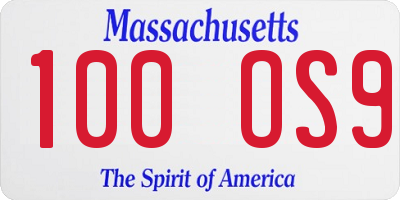 MA license plate 100OS9