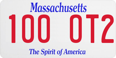 MA license plate 100OT2