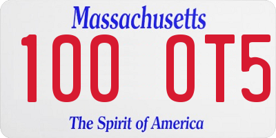 MA license plate 100OT5