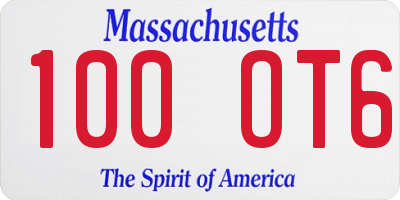 MA license plate 100OT6