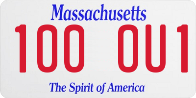 MA license plate 100OU1